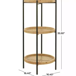 Kirklands Home Accent & End Tables|Wood Mesh Woven 3-Tier Accent Table Brown