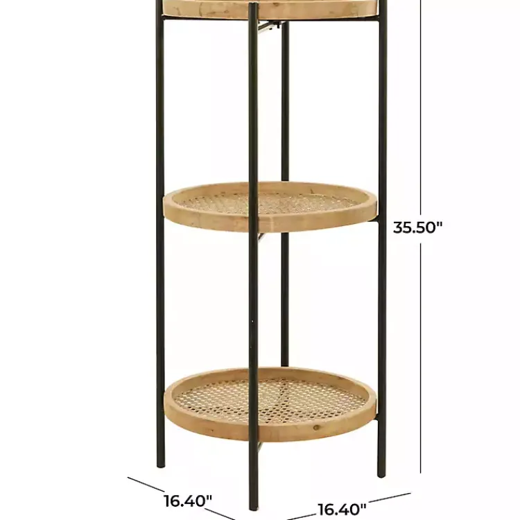 Kirklands Home Accent & End Tables|Wood Mesh Woven 3-Tier Accent Table Brown