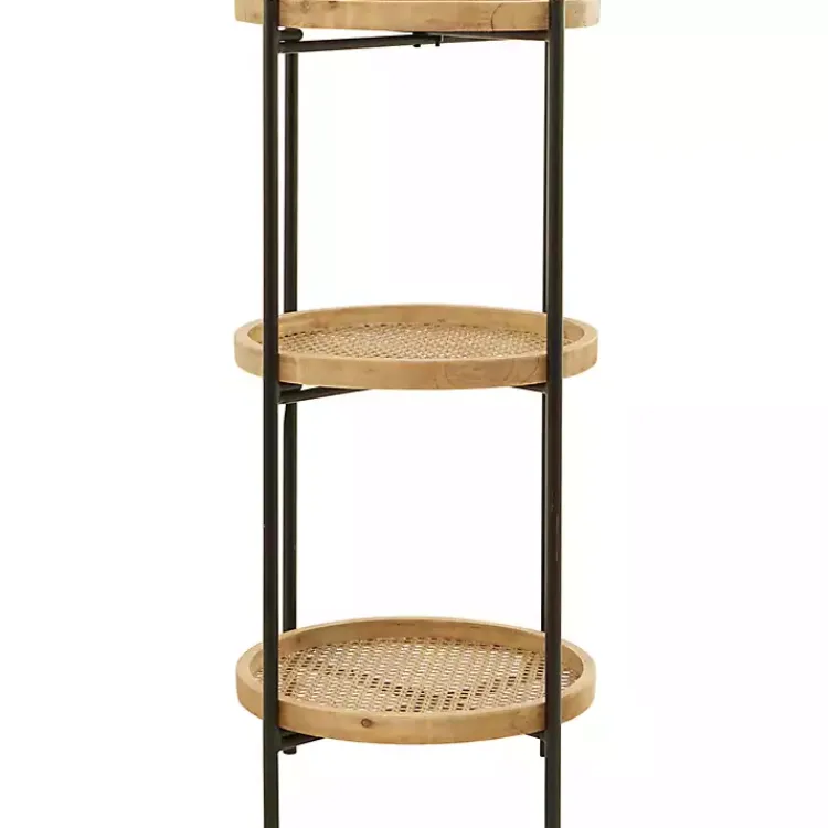 Kirklands Home Accent & End Tables|Wood Mesh Woven 3-Tier Accent Table Brown