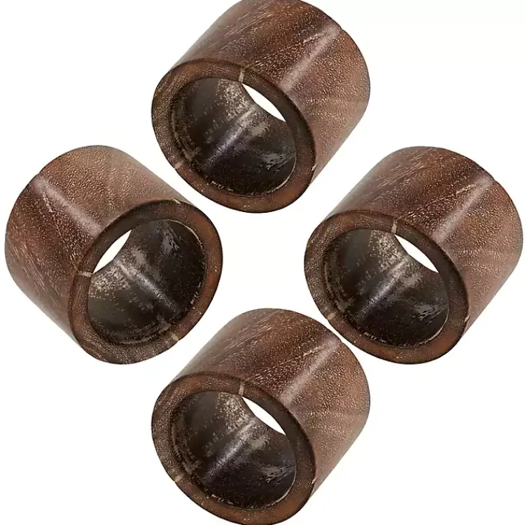 Kirklands Home Kitchen Accessories|Wood Napkin Rings, Set of 4 Brown
