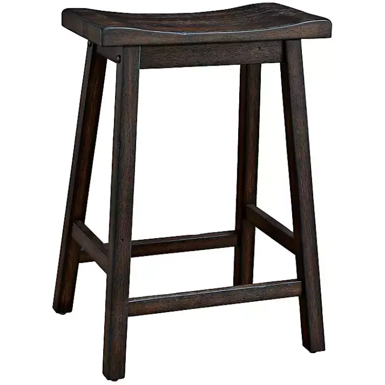 Kirklands Home Bar Stools & Counter Height Stools|Wood Rectangular Counter Stools, Set of 2 Brown