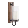 Discount Brown Wood Sconce with Glass Holder Sconces
