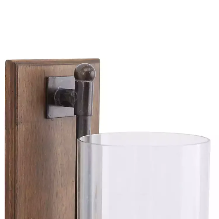 Discount Brown Wood Sconce with Glass Holder Sconces