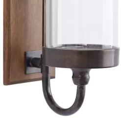 Discount Brown Wood Sconce with Glass Holder Sconces