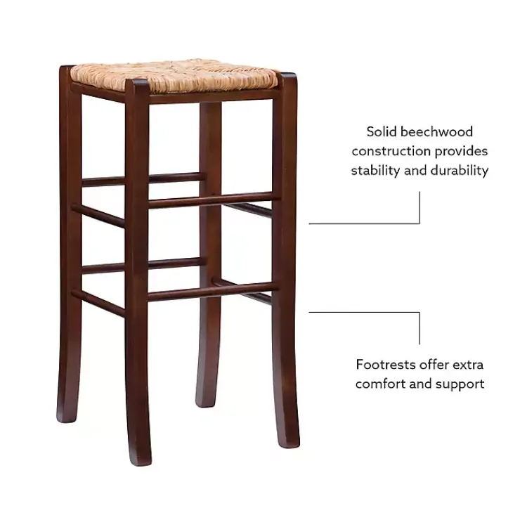 Kirklands Home Bar Stools & Counter Height Stools|Wood Seagrass Backless 2-pc. Bar Stool Set Brown