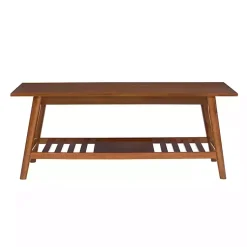 Kirklands Home Coffee Tables|Wood Slatted Bottom Shelf Coffee Table Brown