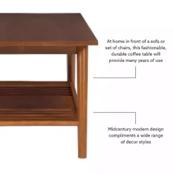 Kirklands Home Coffee Tables|Wood Slatted Bottom Shelf Coffee Table Brown