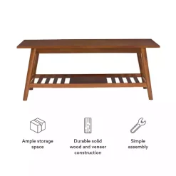 Kirklands Home Coffee Tables|Wood Slatted Bottom Shelf Coffee Table Brown