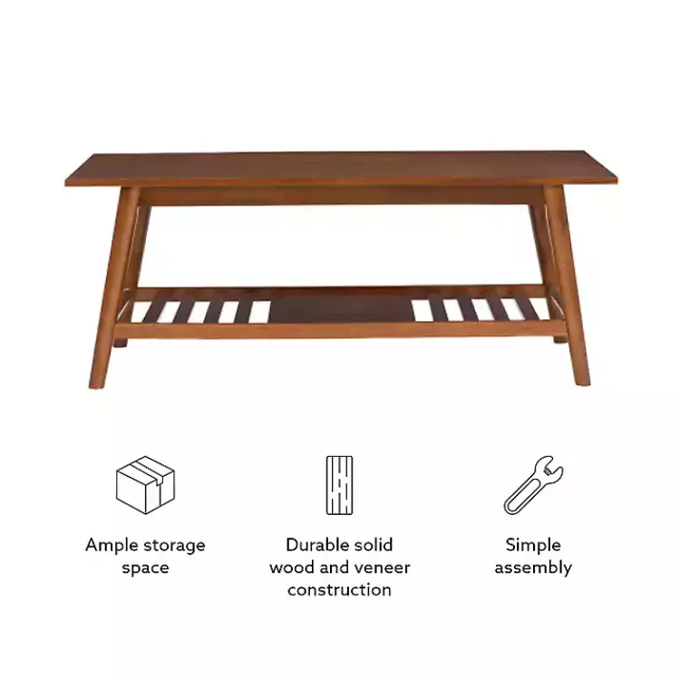 Kirklands Home Coffee Tables|Wood Slatted Bottom Shelf Coffee Table Brown