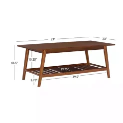 Kirklands Home Coffee Tables|Wood Slatted Bottom Shelf Coffee Table Brown