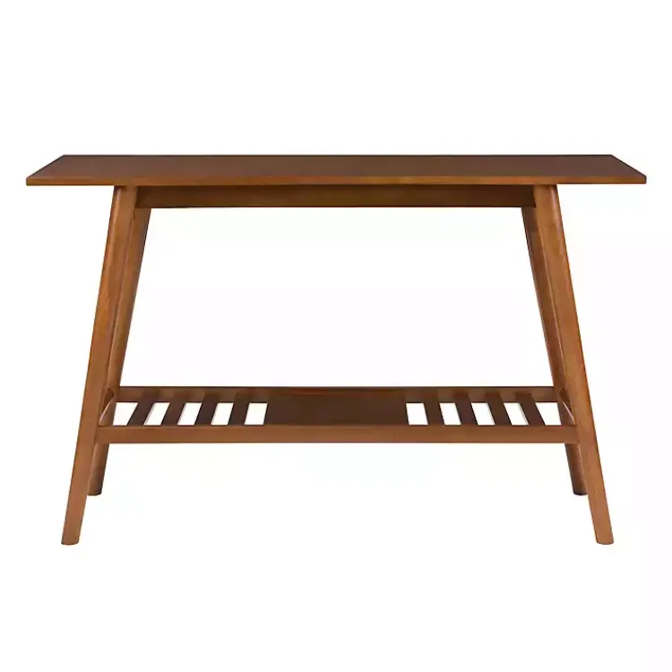Kirklands Home Console Tables|Wood Slatted Bottom Shelf Console Table Brown
