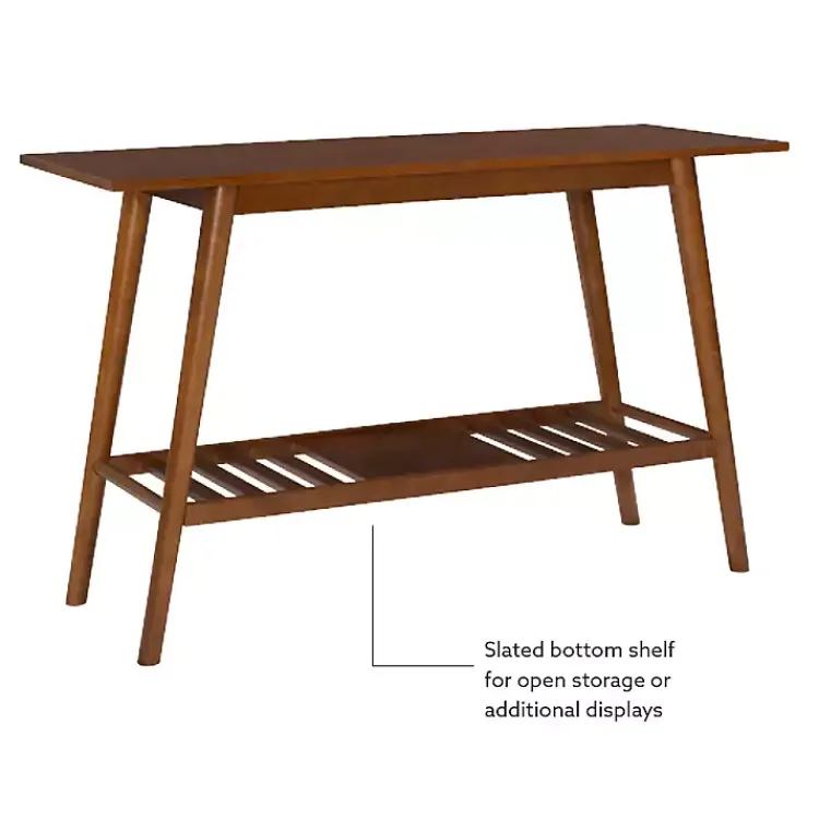 Kirklands Home Console Tables|Wood Slatted Bottom Shelf Console Table Brown