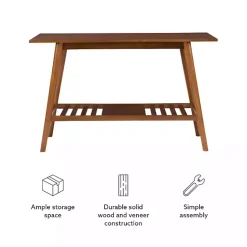 Kirklands Home Console Tables|Wood Slatted Bottom Shelf Console Table Brown