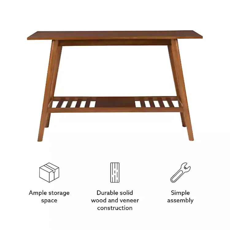 Kirklands Home Console Tables|Wood Slatted Bottom Shelf Console Table Brown