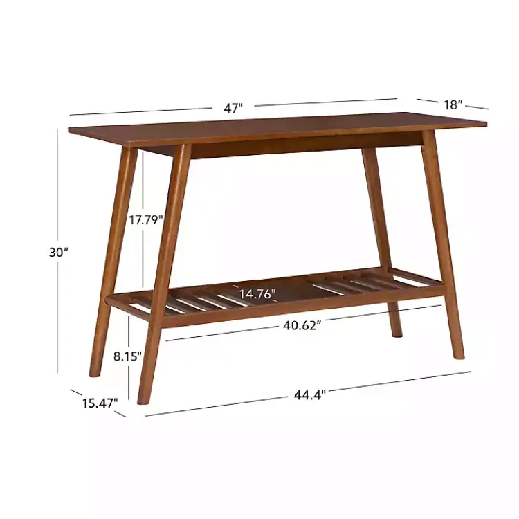 Kirklands Home Console Tables|Wood Slatted Bottom Shelf Console Table Brown