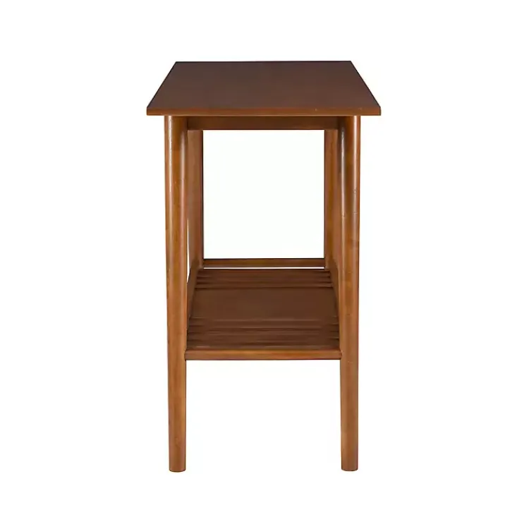 Kirklands Home Console Tables|Wood Slatted Bottom Shelf Console Table Brown