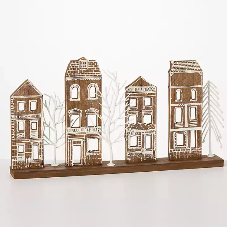 New Brown Wood Tabletop Christmas Village Christmas Decorations