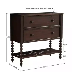 Kirklands Home Cabinets & Sideboards|Wood Turned Legs 2-Drawer Chest Brown