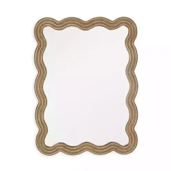 Kirklands Home Decorative Mirrors|Brown Wood Wavy Adria Wall Mirror