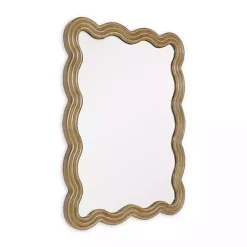 Kirklands Home Decorative Mirrors|Brown Wood Wavy Adria Wall Mirror