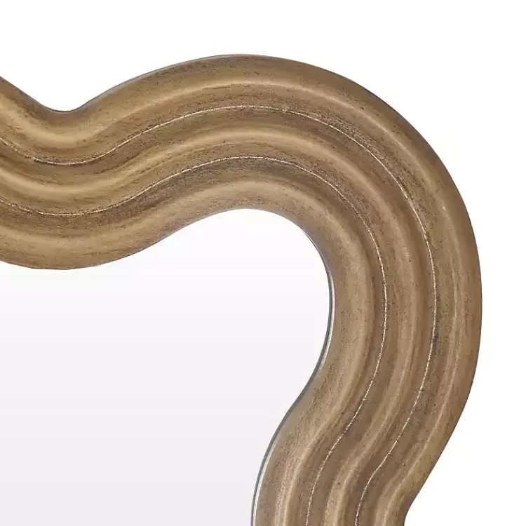 Kirklands Home Decorative Mirrors|Brown Wood Wavy Adria Wall Mirror
