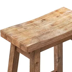Kirklands Home Bar Stools & Counter Height Stools|Wooden Saddle Seat Counter Stool Brown