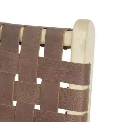 Kirklands Home Bar Stools & Counter Height Stools|Woven Leather Wooden Counter Stool Brown