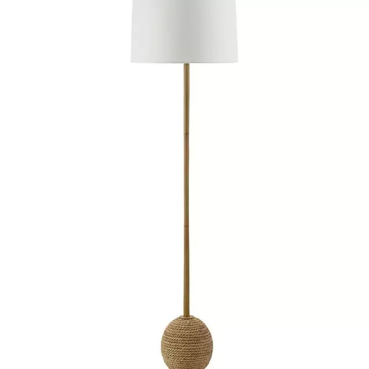 Kirklands Home Floor Lamps|Brown Woven Marni Floor Lamp White