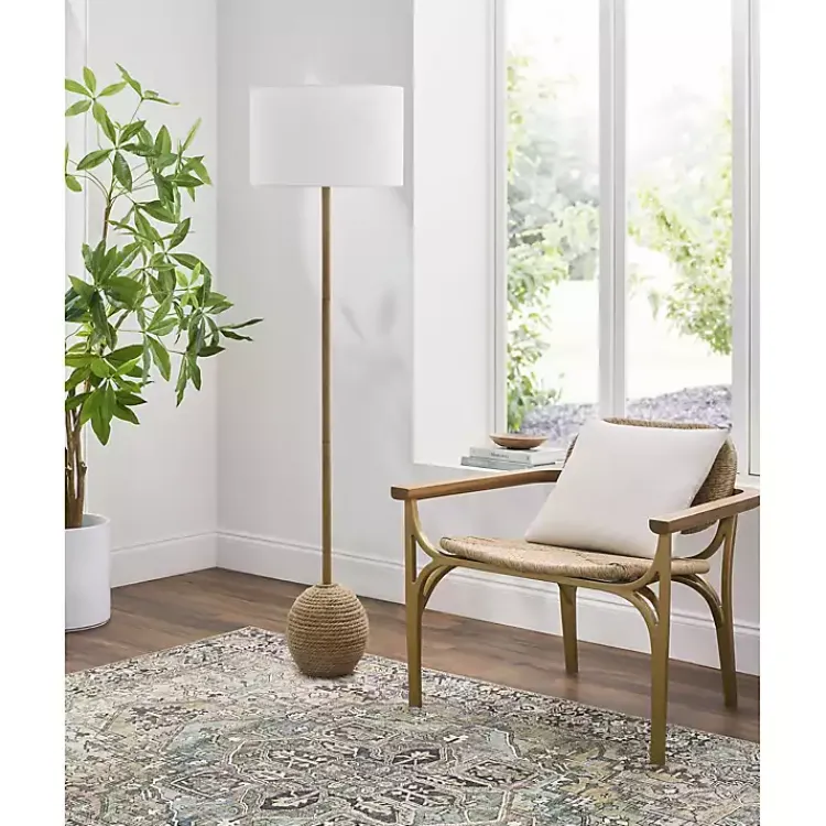 Kirklands Home Floor Lamps|Brown Woven Marni Floor Lamp White