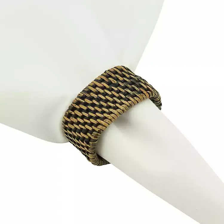 Kirklands Home Table Linens|Woven Rattan Oval Napkin Rings, Set of 4 Brown