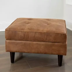 Kirklands Home Benches & Ottomans|Wyatt Faux Leather Ottoman Brown