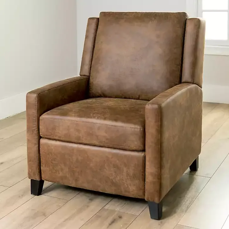 Kirklands Home Accent Chairs|Wyatt Faux Leather Recliner Brown