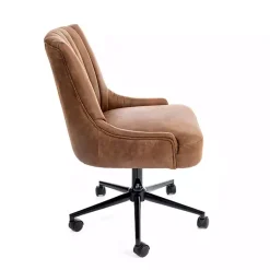 Kirklands Home Office Furniture|Wyatt Faux Leather Swivel Office Chair Brown