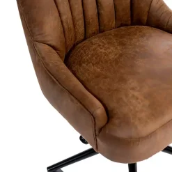 Kirklands Home Office Furniture|Wyatt Faux Leather Swivel Office Chair Brown