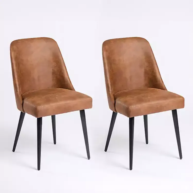 Kirklands Home Dining Chairs|Wyatt Faux Leather Dining Chairs, Set of 2 Brown