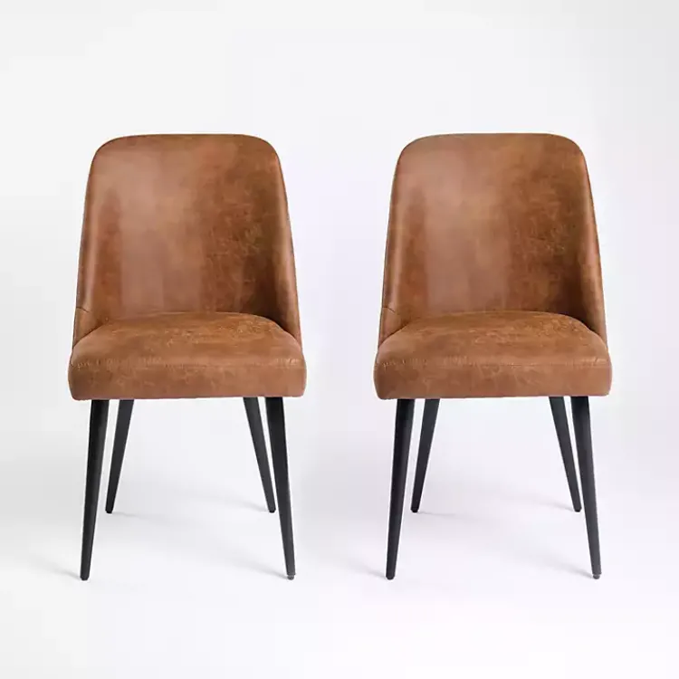 Kirklands Home Dining Chairs|Wyatt Faux Leather Dining Chairs, Set of 2 Brown