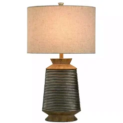 Kirklands Home Table Lamps|Brushed Gold Ribbed Table Lamp Ivory