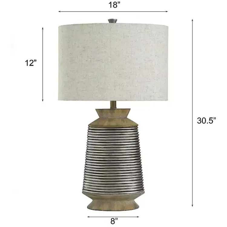 Kirklands Home Table Lamps|Brushed Gold Ribbed Table Lamp Ivory