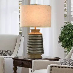Kirklands Home Table Lamps|Brushed Gold Ribbed Table Lamp Ivory