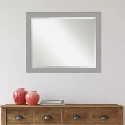 Kirklands Home Decorative Mirrors|Brushed Metallic Silver Frame Beveled Mirror