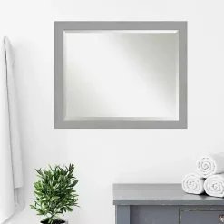 Kirklands Home Decorative Mirrors|Brushed Metallic Silver Frame Beveled Mirror