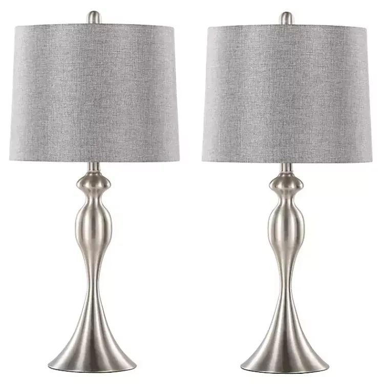 Kirklands Home Table Lamps|Brushed Nickel Ashley Table Lamps, Set of 2