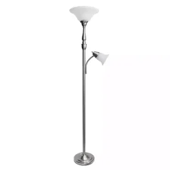 Kirklands Home Floor Lamps|Brushed Nickel Base Marble Glass Shade Floor Lamp Gray