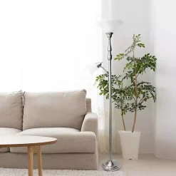 Kirklands Home Floor Lamps|Brushed Nickel Base Marble Glass Shade Floor Lamp Gray