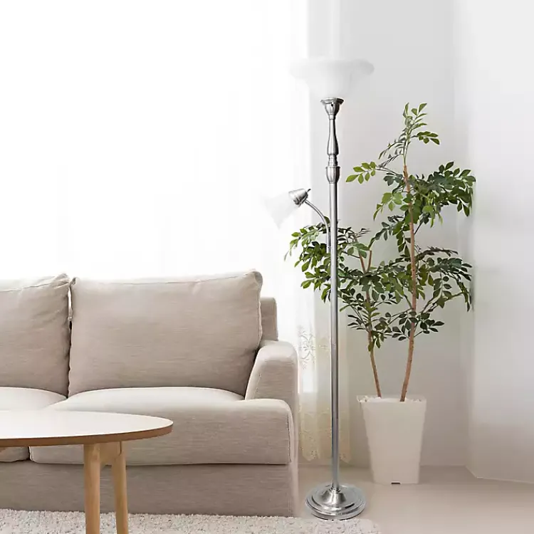 Kirklands Home Floor Lamps|Brushed Nickel Base Marble Glass Shade Floor Lamp Gray