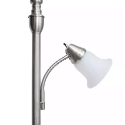 Kirklands Home Floor Lamps|Brushed Nickel Base Marble Glass Shade Floor Lamp Gray