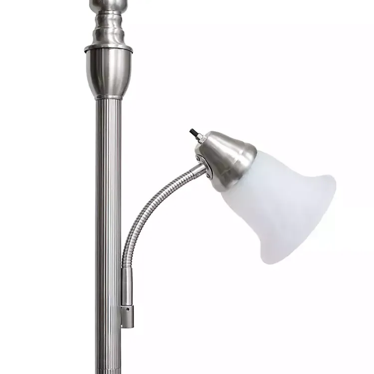 Kirklands Home Floor Lamps|Brushed Nickel Base Marble Glass Shade Floor Lamp Gray