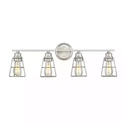 Kirklands Home Flush Mount Lighting|Brushed Nickel Cage Shade Vanity Light Silver
