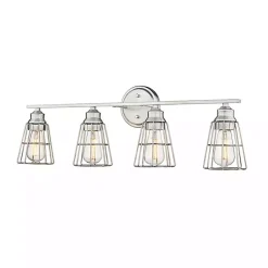 Kirklands Home Flush Mount Lighting|Brushed Nickel Cage Shade Vanity Light Silver