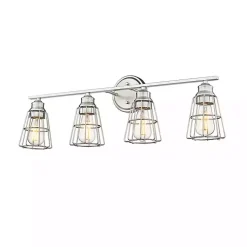 Kirklands Home Flush Mount Lighting|Brushed Nickel Cage Shade Vanity Light Silver